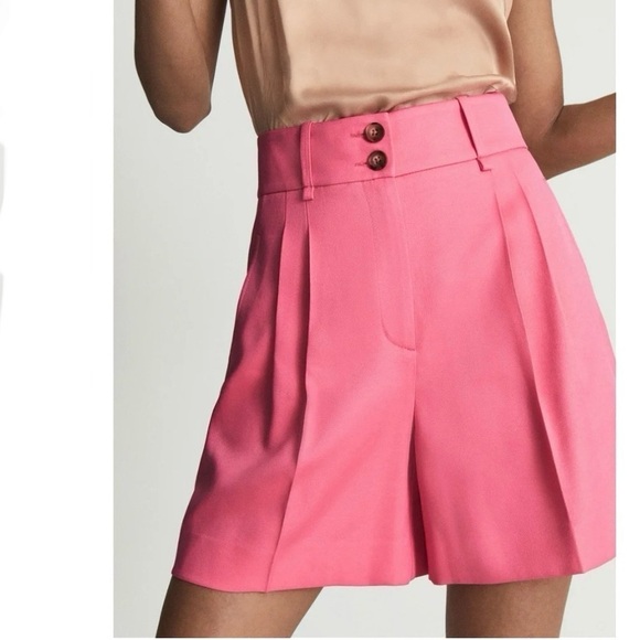 REISS Pembury High Waisted Tailored Short in Pink Size 12